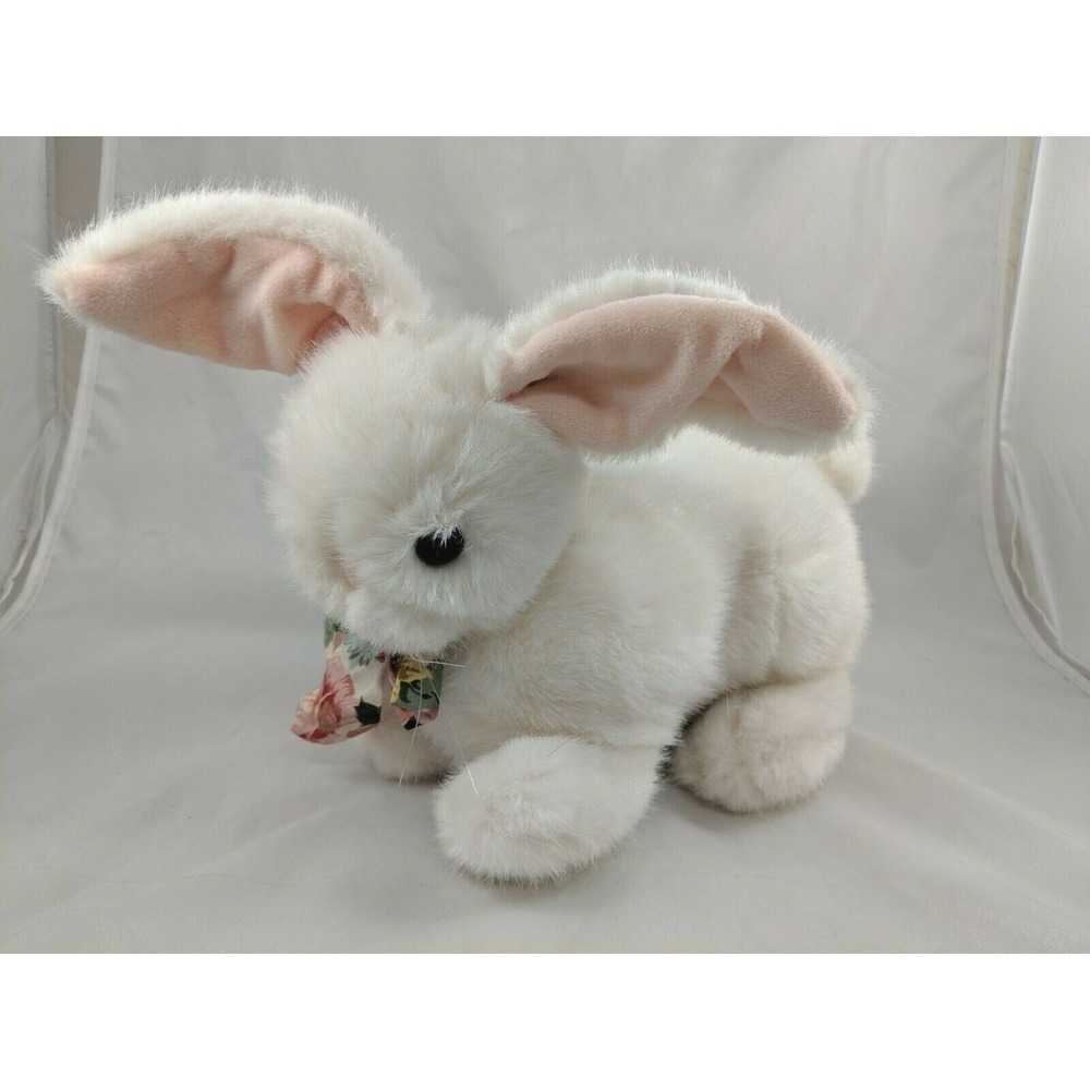 Dakin Rabbit Plush‎ Bunny 11 Inch 1990 Flower Bow Stuffed Animal toy